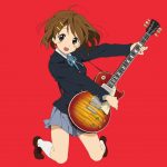 轻音少女,平沢唯,秋山澪,田井中律,琴吹䌷,中野梓,K-ON!,吉他,JK,制服,掀裙